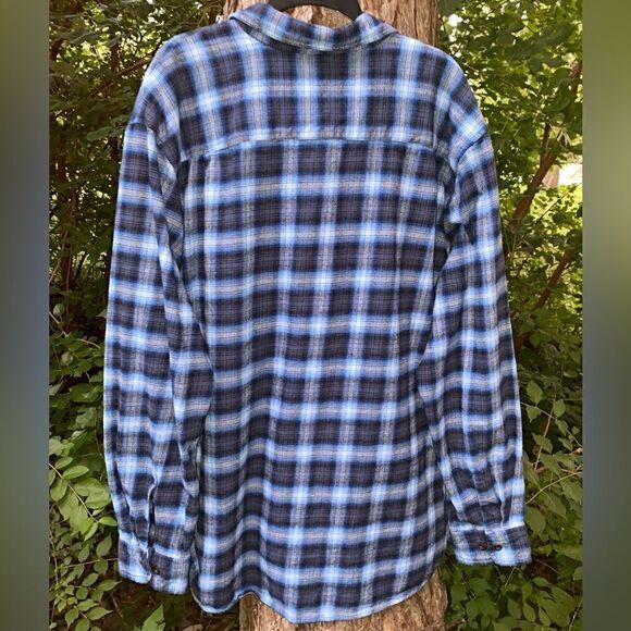 Vintage JC Penney Big Mac Heavy Blue Gray Plaid Flannel Size XXL 2XL - Picture 2 of 4